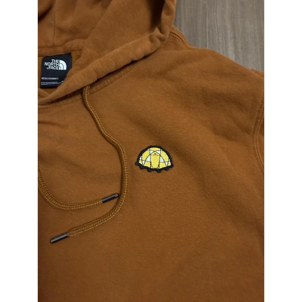 The North Face Hoodie Mens‎ 2XL Orange Fleece Pullover Tent Graphic Casual